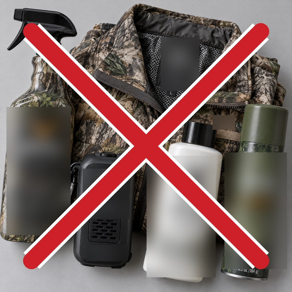 Typical scent control sprays, ozone units and carbon suits crossed out